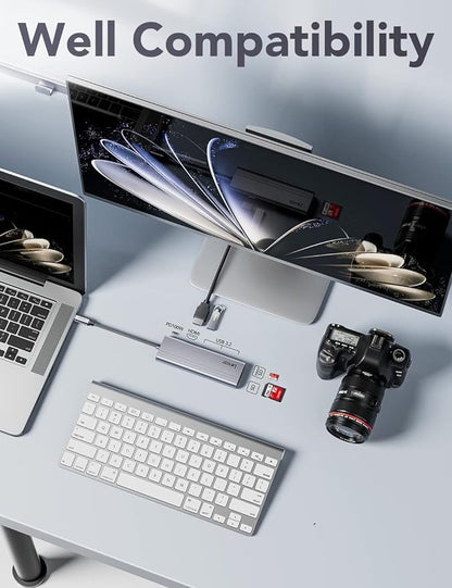 Lexar H31 7-in-1 USB-C Hub - 4K@60Hz HDMI 2.0, 100W USB-C PD charging port, 3 USB-A ports and SD/microSD™ card slots (Compatible with Laptop/Tablet/Smartphone)