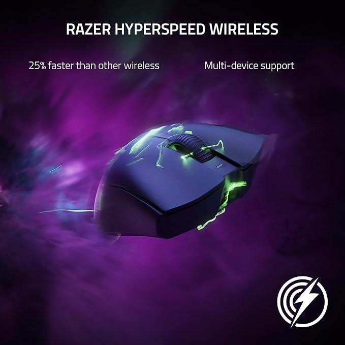 Razer DeathAdder V3 Pro - Ultra-lightweight Ergonomic Wireless Esports Gaming Mouse for Pro Esports - Classic Base/1000Hz (Black/White)