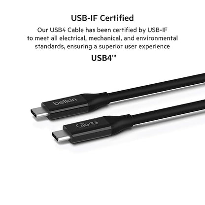Belkin CONNECT Thunderbolt 4 Cable 1.0m (Black) - 100W, 40Gbps, USB4 Compliant