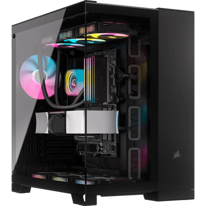 CORSAIR 6500X Mid-Tower Dual Chamber ATX PC Case - BLACK/WHITE, Tempered Glass, 8 horizontal + 3 vertical slots, Compatible with reverse connector motherboards, 2Yrs Wty