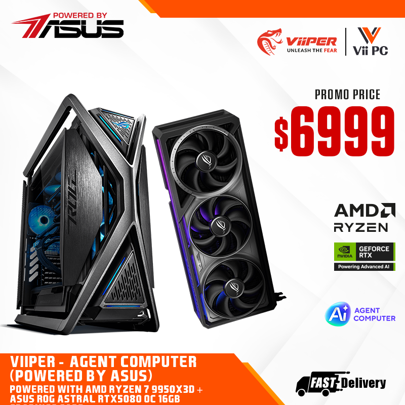 ViiPER - Agent Computer (Powered by ASUS)  - AMD RYZEN 9 9950X3D + ASUS TUF GAMING B850-PLUS WIFI + ASUS ROG ASTRAL RTX5080 OC 16GB