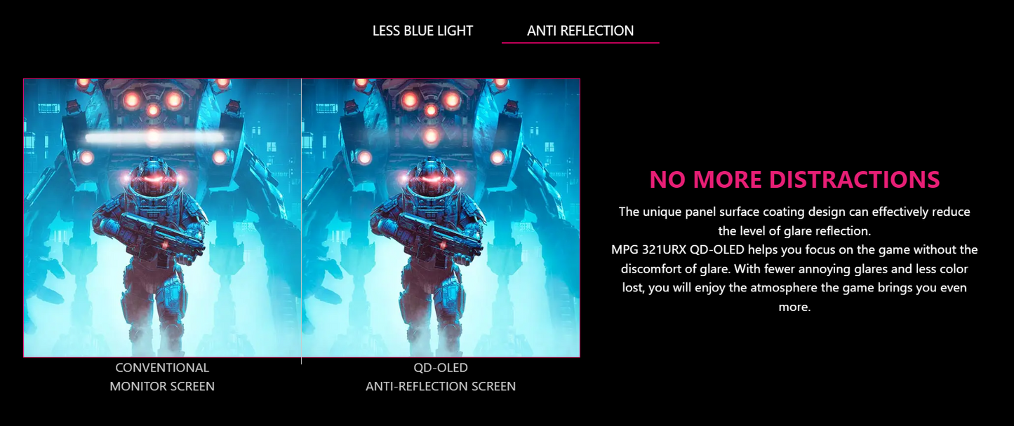 MSI MPG 321URX 32" QD-OLED Gaming Monitor - 16:9 4K UHD, 240Hz, 0.03ms(GTG ), HDR TrueBlack400, ClearMR13000, TypeC (90W ), 2xTypeA / 1xType B, KVM, Adjustable (*Pre-Order 30days)
