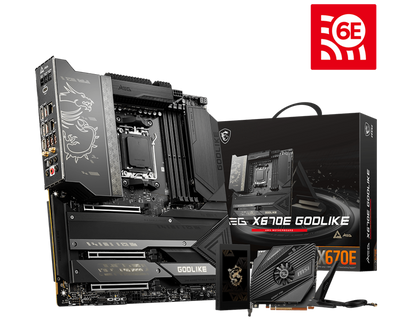 MSI MEG X670E GODLIKE Socket AM5/Wi-Fi 6E/DDR5/PCIe 5.0/4x M.2/8x SATA 6G/3x PCI-E x16 slot/Windows 10&11 E-ATX Motherboard