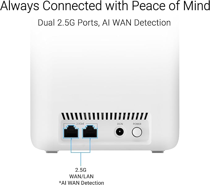 ASUS ZenWiFi BD4 Dual-band WiFi 7 Mesh, 3600 Mbps, 4900 sq.ft., Dual 2.5G Ports, Smart Home Master SSIDs