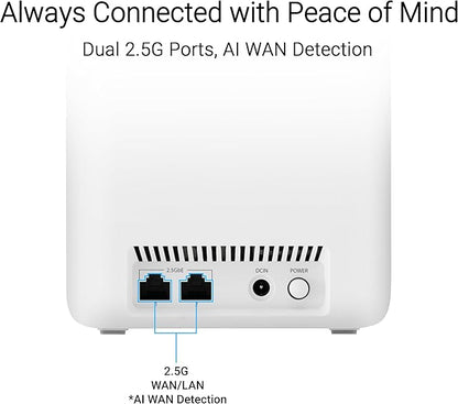 ASUS ZenWiFi BD4 Dual-band WiFi 7 Mesh, 3600 Mbps, 4900 sq.ft., Dual 2.5G Ports, Smart Home Master SSIDs