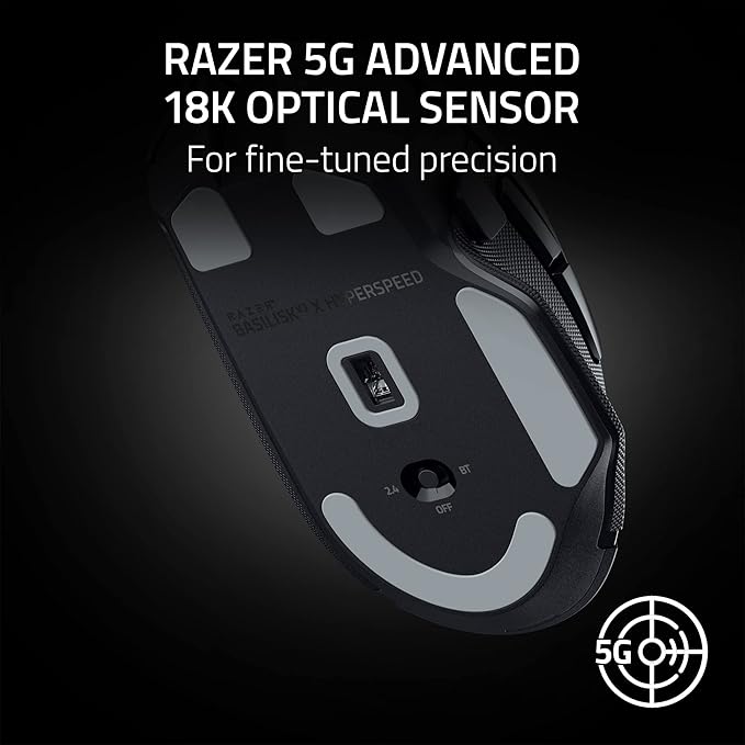 Razer Basilisk V3 X HyperSpeed Customizable Wireless Gaming Mouse with RGB Lighting