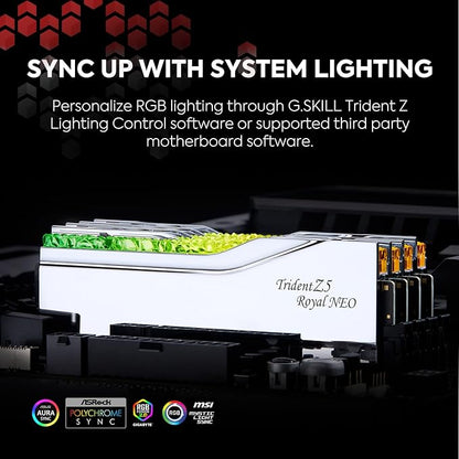 G.SKILL Trident Z5 Royal NEO RGB Series (SILVER): 32GB/48GB/64GB/96GB DDR5-6000/6400/7200/8000 MT/s - AMD EXPO Profile Ready