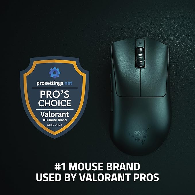 Razer DeathAdder V3 Pro - Ultra-lightweight Ergonomic Wireless Esports Gaming Mouse for Pro Esports - Classic Base/1000Hz (Black/White)