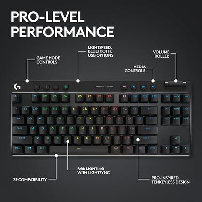 LOGITECH PRO X 60 LIGHTSPEED WIRELESS GAMING KEYBOARD - BLACK, WHITE, MAGENTA (GX-BROWN) 2Y