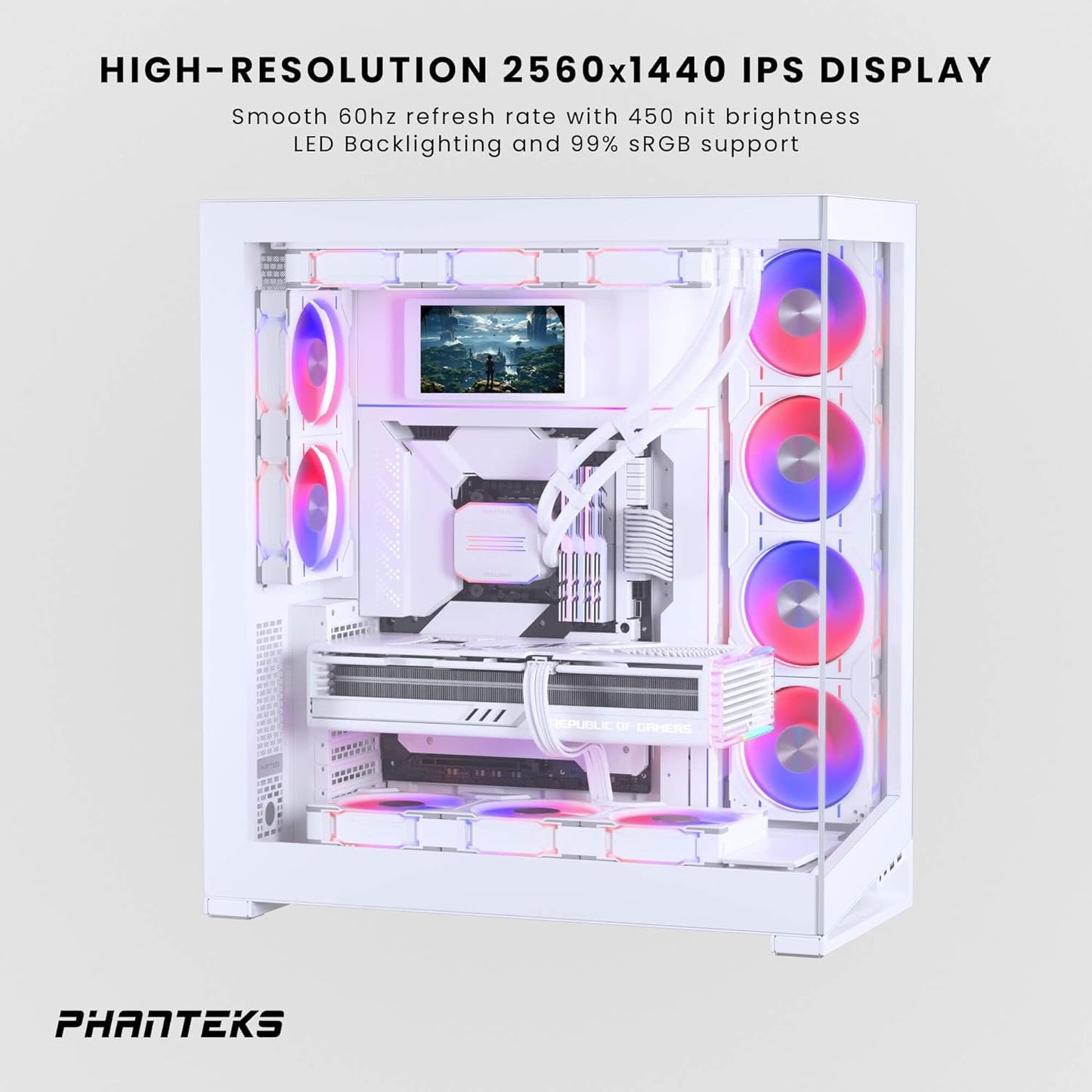 PHANTEKS 5.5" HI-RES UNIVERSAL LCD DISPLAY, Magnetic Mounting, 60Hz, 2160x1440, IPS w/LED backlighting, 99%sRGB, Plug and Play, HDMI, FOR PC BLACK/WHITE
