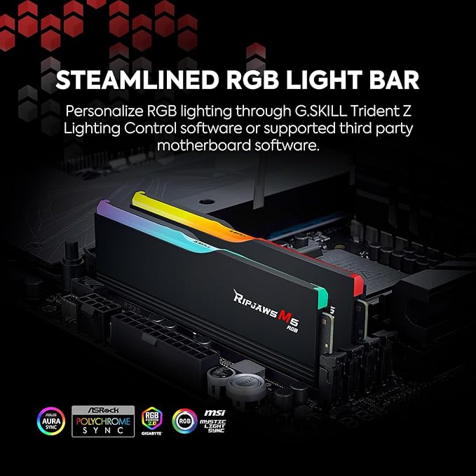G.SKILL RIPJAWS M5 Series (Intel XMP 3.0) DDR5 RAM 32GB (2x16GB) 5600MT/s CL30-36-36-89 / 1.25V / Desktop Computer Memory UDIMM - Matte Black/White (F5-5600J3036D16GX2-RM5RK)