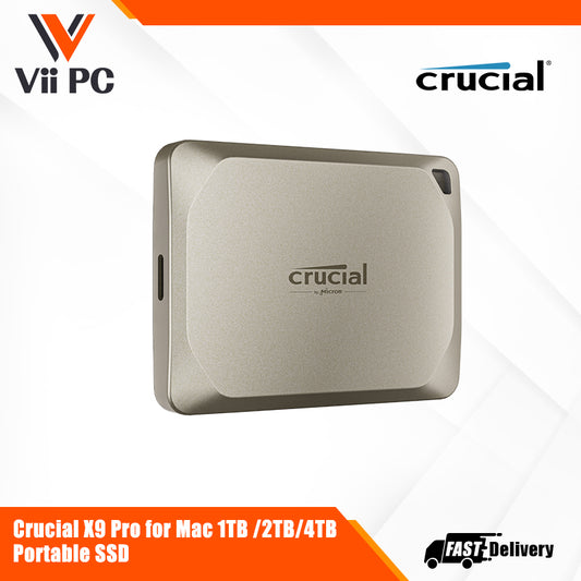 Crucial X9 Pro Portable SSD (1TB / 2TB / 4TB) - Compatible with Windows, Mac, Android, iPhone 15 Ready, iPad, PC, and Linux