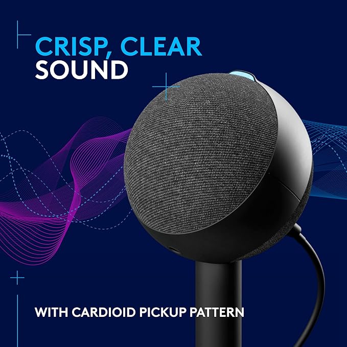 LOGITECH G Yeti Orb - Condenser RGB Gaming Mic with LIGHTSYNC (USB PLUG AND PLAY) - BLACK