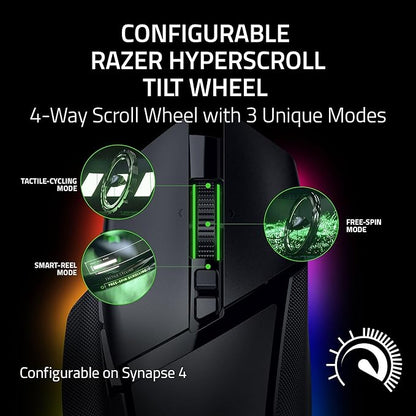 Razer Basilisk V3 Pro - Customizable Wireless Gaming Mouse with Razer HyperScroll Tilt Wheel (Black/White)