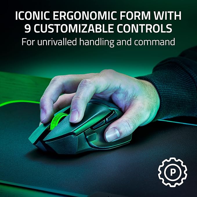 Razer Basilisk V3 X HyperSpeed Customizable Wireless Gaming Mouse with RGB Lighting