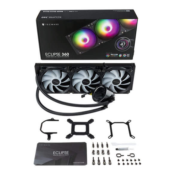 TECWARE ECLIPSE 240 LCD AIO Liquid CPU Cooler (Black/White)