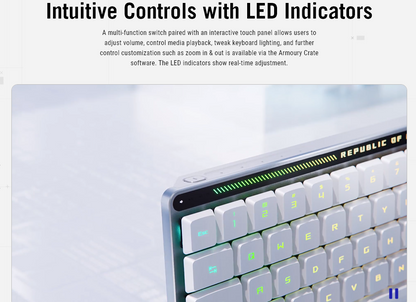 ASUS ROG Falchion RX Low Profile 65% Compact Wireless Gaming Keyboard with Optical Switches/Speed Nova/Omni Receiver/Tri-mode Connection/Window & MacOS support - BLUE OR RED SWITCHES