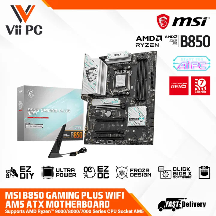 MSI B850 GAMING PLUS WIFI Supports AMD Ryzen™ 9000/ 8000/ 7000 Series Desktop Processors Socket AM5 ATX MOTHERBOARD