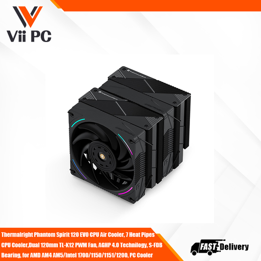 Thermalright Phantom Spirit 120 EVO CPU Air Cooler, 7 Heat Pipes CPU Cooler,Dual 120mm TL-K12 PWM Fan, AGHP 4.0 Technilogy, S-FDB Bearing, for AMD AM4 AM5/Intel 1700/1150/1151/1200, PC Cooler