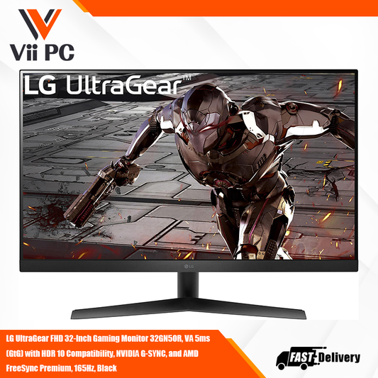 LG UltraGear FHD 32-Inch Gaming Monitor 32GN50R, VA 5ms (GtG) with HDR 10 Compatibility, NVIDIA G-SYNC, and AMD FreeSync Premium, 165Hz, Black