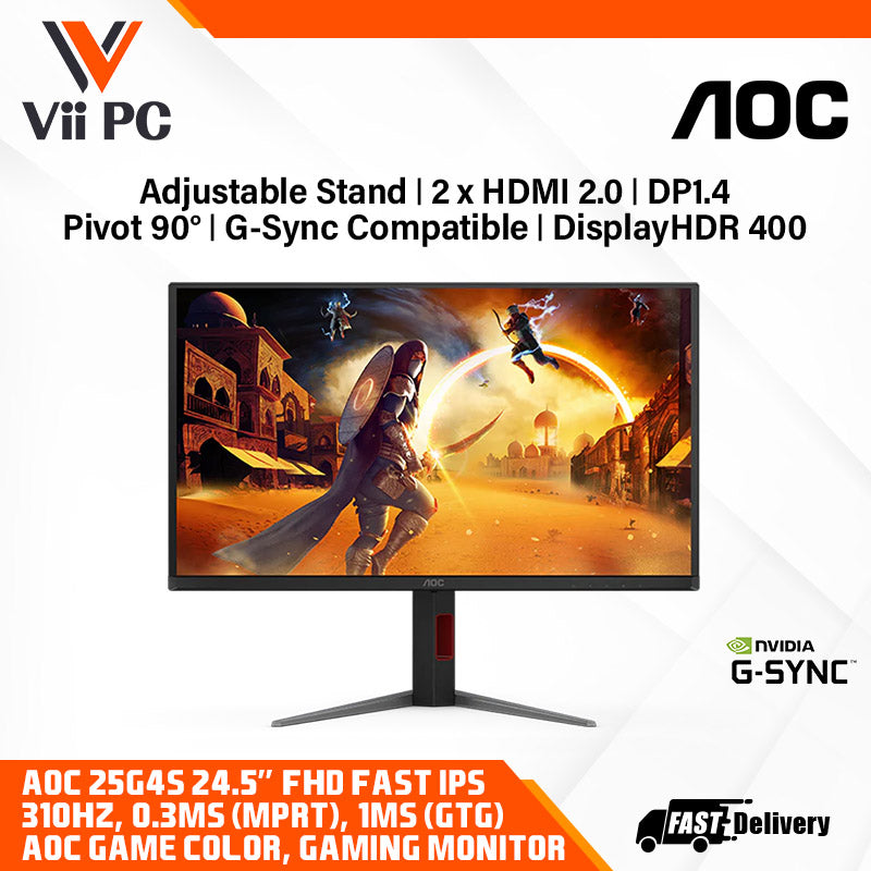 AOC 25G4S 24.5" 310Hz Fast IPS 0.3ms FHD Gaming Monitor