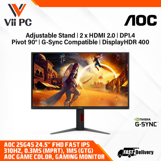 AOC 25G4S 24.5" 310Hz Fast IPS 0.3ms FHD Gaming Monitor