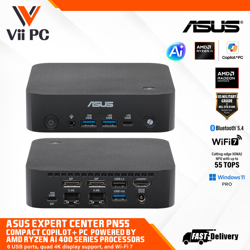 ASUS ExpertCenter PN55 Compact Copilot+ PC powered by AMD Ryzen™ AI 400 Series Processors - Full System (3-Year Warranty by ASUS)