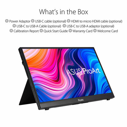 ASUS ProArt Display PA148CTV Portable Professional Monitor - 14" IPS, FHD (1920x1080), 100% sRGB, 100% Rec.709, Color Accuracy ΔE<2, Calman Verified, USB-C, 10-point Touch