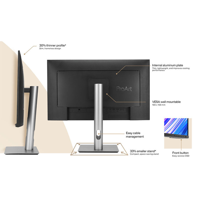 ASUS ProArt Display PA279CRV Professional Monitor - 27" IPS, 4K UHD (3840x2160), 99% DCI-P3, 99% Adobe RGB, Color Accuracy ΔE<2, Calman Verified, USB-C PD 96W, VESA DisplayHDR 400, VESA MediaSync, Ergonomic Stand