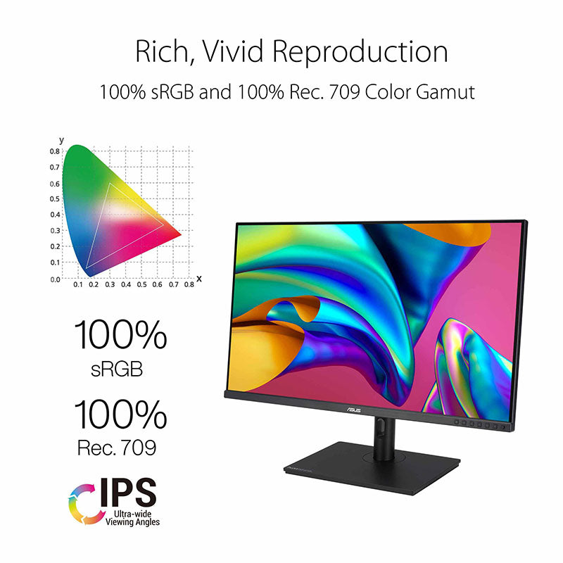 ASUS ProArt Display PA328QV Professional Monitor - 32" QHD (2560x1440), 100% sRGB, 100% Rec.709, Color Accuracy ΔE<2, Calman Verified