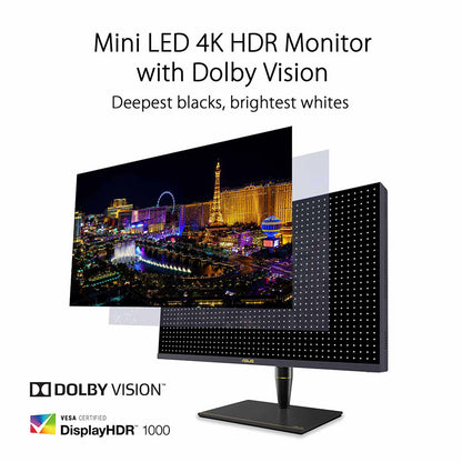 ASUS ProArt Display PA32UCX-PK 4K HDR IPS Mini LED Professional Monitor - 32”, 1200 nits, 10 bit, Dolby Vision, HLG, 1152 zones, ΔE<1, 99% DCI-P3, 99.5% Adobe RGB, 100% sRGB/Rec. 709 , Hardware Calibration, Thunderbolt™ 3, Calman Ready