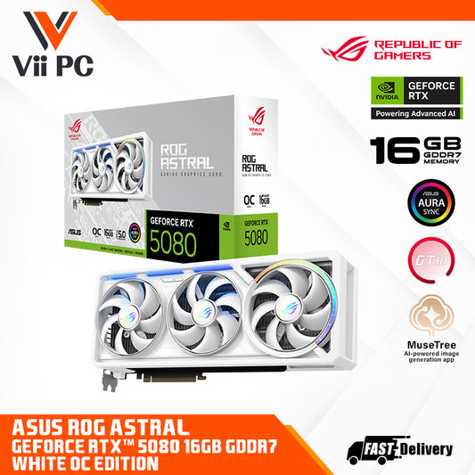 ASUS ROG Astral GeForce RTX™ 5080 16GB GDDR7 WHITE OC Edition Graphics Card