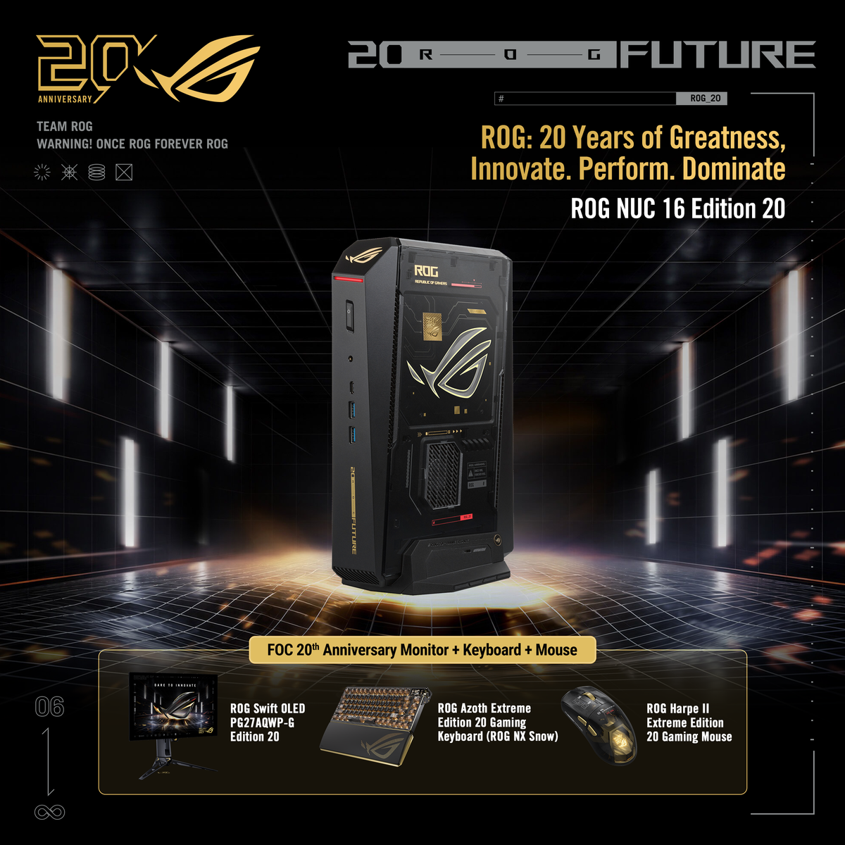 ASUS ROG NUC 16 Edition 20 (Agent Computer) Mini PC. Powered with Intel Core Ultra 9 290HX Plus and NVIDIA GeForce RTX 5090 Laptop GPU (FREE ROG Edition 20 gifts)