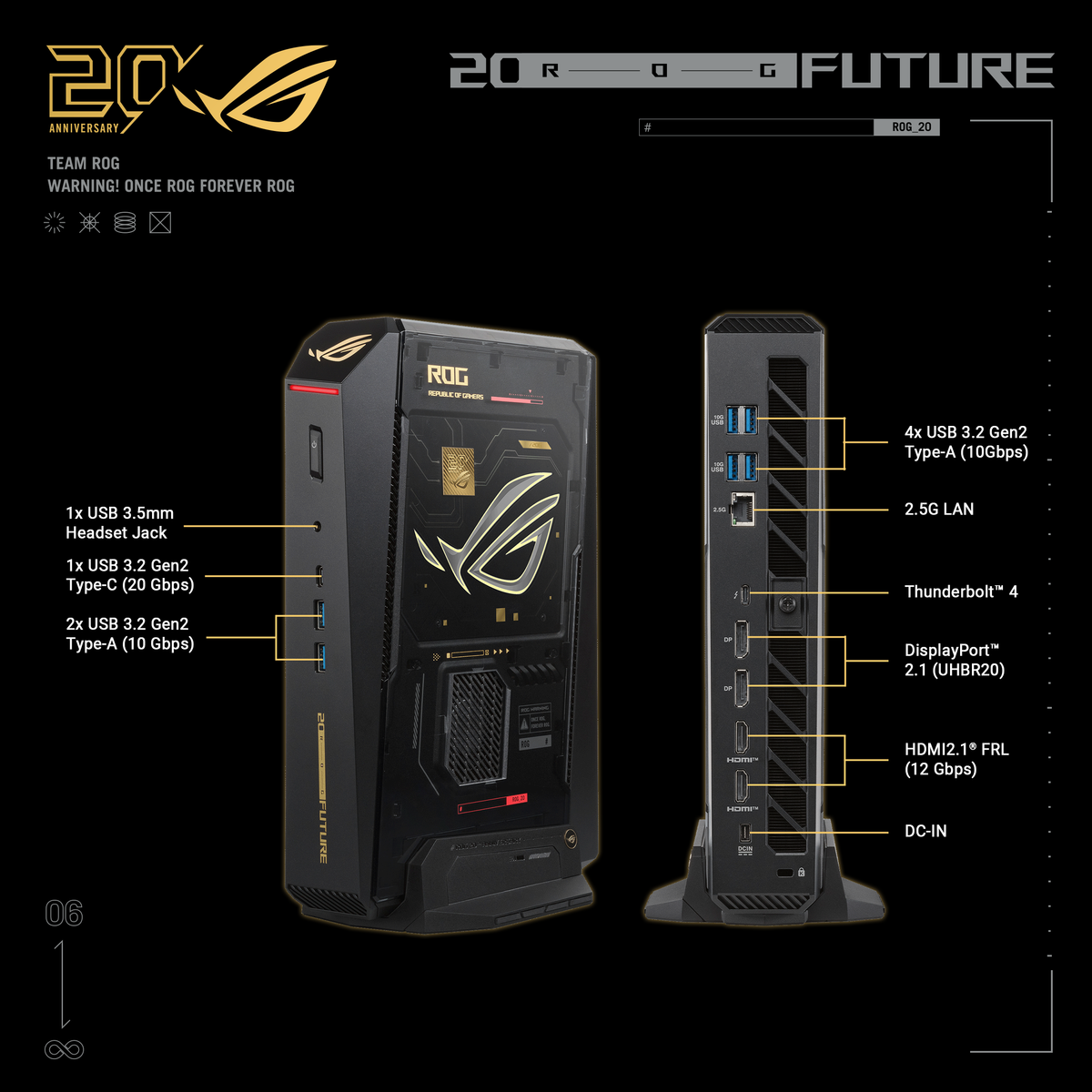 ASUS ROG NUC 16 Edition 20 (Agent Computer) Mini PC. Powered with Intel Core Ultra 9 290HX Plus and NVIDIA GeForce RTX 5090 Laptop GPU (FREE ROG Edition 20 gifts)