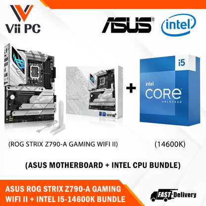ASUS ROG STRIX Z790-A GAMING WIFI II Motherboard + Intel i5-14600K / i5-14600KF (14th GEN) Processor BUNDLE