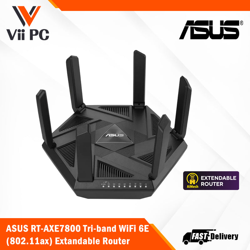 ASUS RT-AXE7800 Tri-band WiFi 6E (802.11ax) Router, New 6GHz Band, ASUS Safe Browsing, Enhanced Network Security with AiProtection Pro and Instant Guard Sharable Secure VPN, Free Parental Controls, 2.5G Port, Link Aggregation
