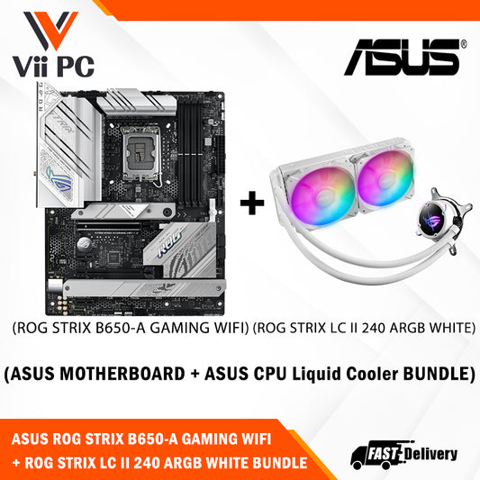 ASUS ROG STRIX LC II 240 ARGB AIO White Edition CPU Liquid Cooler + ASUS ROG STRIX B760-A GAMING WIFI DDR5 ATX Motherboard (AIO Cooler BUNDLE)