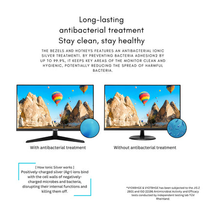 ASUS VY279HGE Eye Care Gaming Monitor – 27" FHD (1920x1080) IPS, 144Hz, SmoothMotion, 1ms (MPRT), FreeSync Premium™, Eye Care Plus technology, Blue Light Filter, Flicker Free, antibacterial treatment