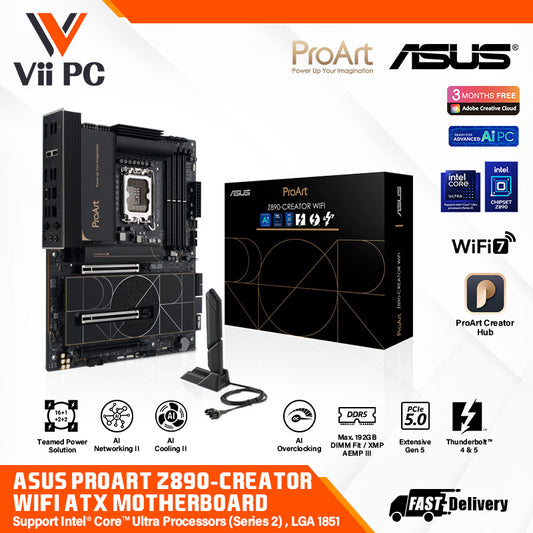 ASUS ProArt Z890-CREATOR WIFI - Intel® Core™ Ultra Processors, LGA1851 / DDR5 / WIFI 7 ATX Motherboard