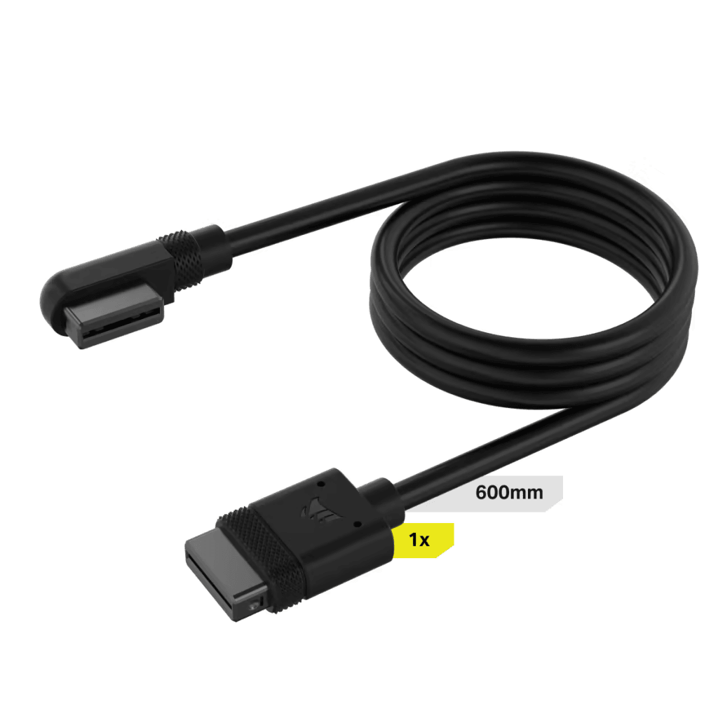 CORSAIR iCUE LINK Slim Cable, 600mm (90 Degrees Connector) BLACK