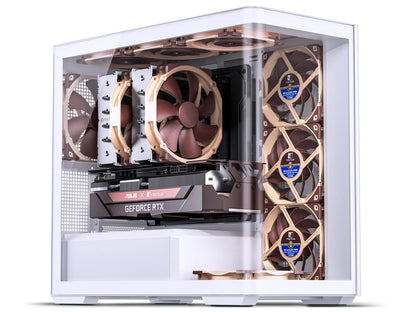 JONSBO D300 Large Micro-ATX BLACK/WHITE TOWER CASING - One-piece Glass Panel AO270 Deg View , MATX Back Plug-in BTF MB, Support 360 AIO, Support 40-series GPU, No Fans Included