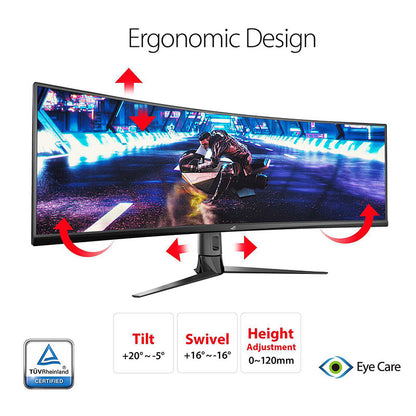 ASUS ROG Strix XG49VQ Super Ultra-Wide HDR Gaming Monitor - 49" 32:9 (3840 x 1080), 144Hz, FreeSync™ 2 HDR, DisplayHDR™ 400, DCI-P3: 90%, Shadow Boost