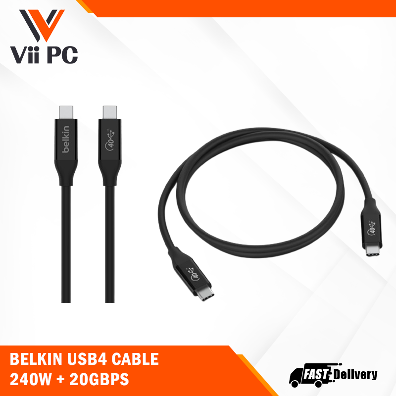 Belkin CONNECT Thunderbolt 4 Cable 1.0m (Black) - 100W, 40Gbps, USB4 Compliant