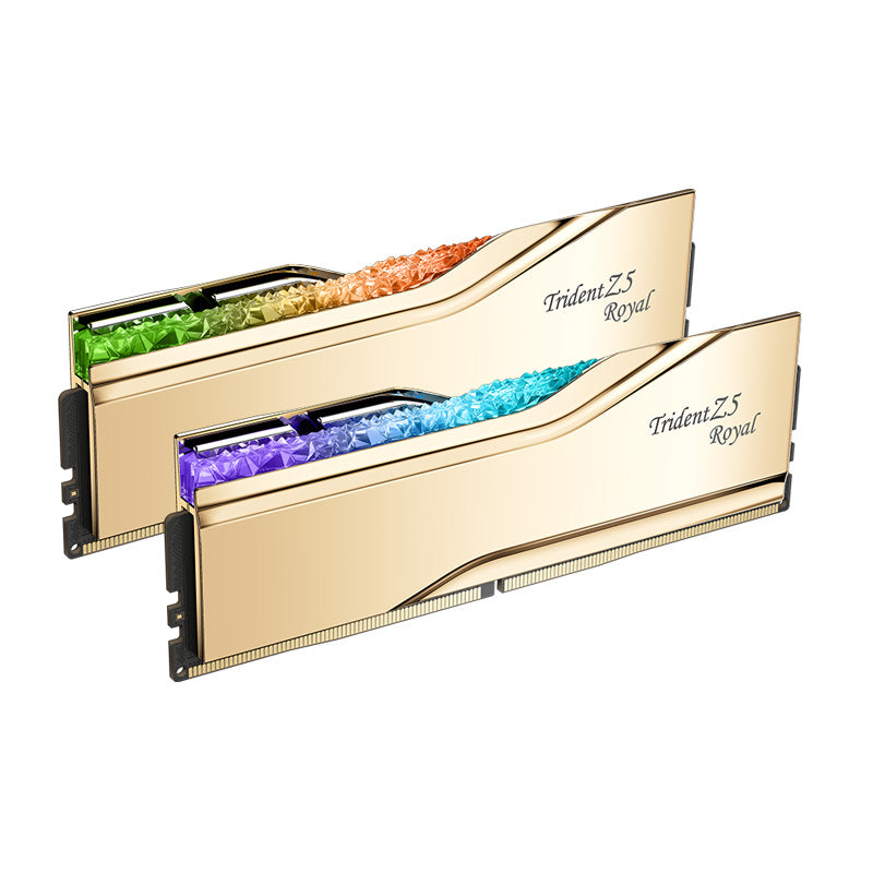 G.SKILL Trident Z5 Royal RGB Series (GOLD): 32GB/48GB/64GB DDR5-6000/6400/7200/8000/8400 MT/s - Intel XMP 3.0 Ready