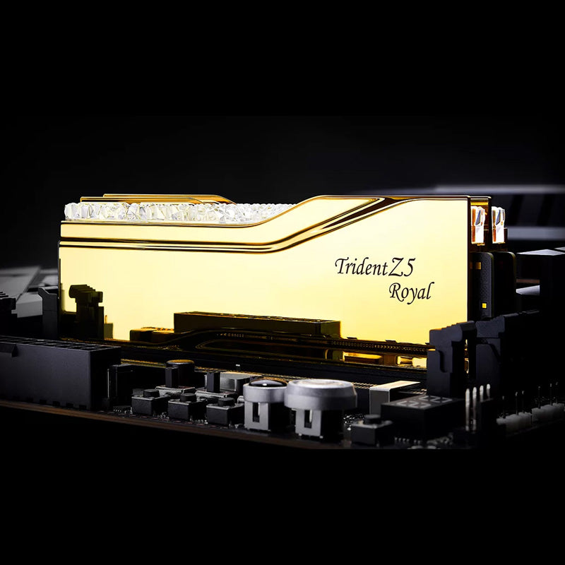 G.SKILL Trident Z5 Royal RGB Series (GOLD): 32GB/48GB/64GB DDR5-6000/6400/7200/8000/8400 MT/s - Intel XMP 3.0 Ready