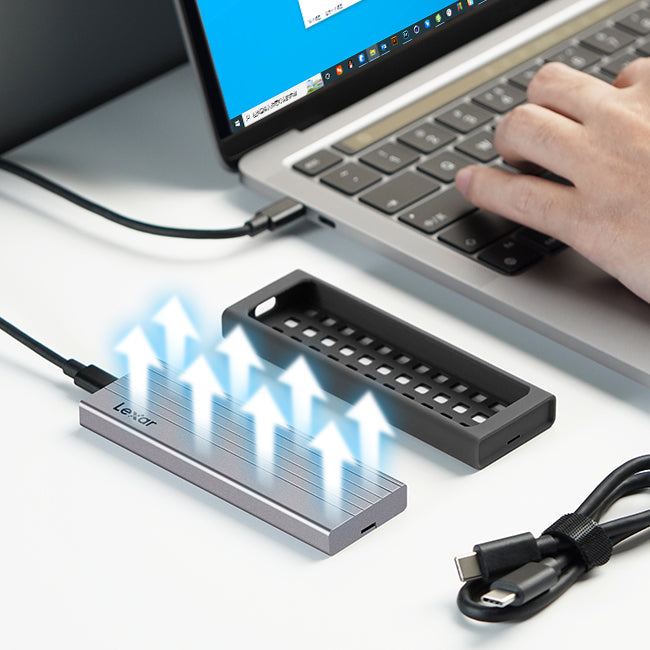 Lexar® E6 M.2 SSD Enclosure (Premium Aluminum Enclosure design, Rubber bumper, Type-C-to-Type-C cable)