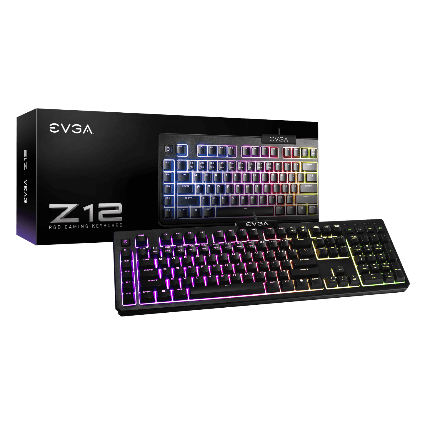 EVGA Z12 RGB Gaming Keyboard, RGB Backlit LED, 5 Programmable Macro Keys, Dedicated Media Keys, Water Resistant