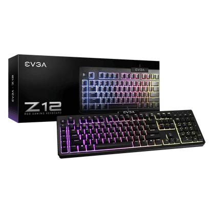 EVGA Z12 RGB Gaming Keyboard, RGB Backlit LED, 5 Programmable Macro Keys, Dedicated Media Keys, Water Resistant
