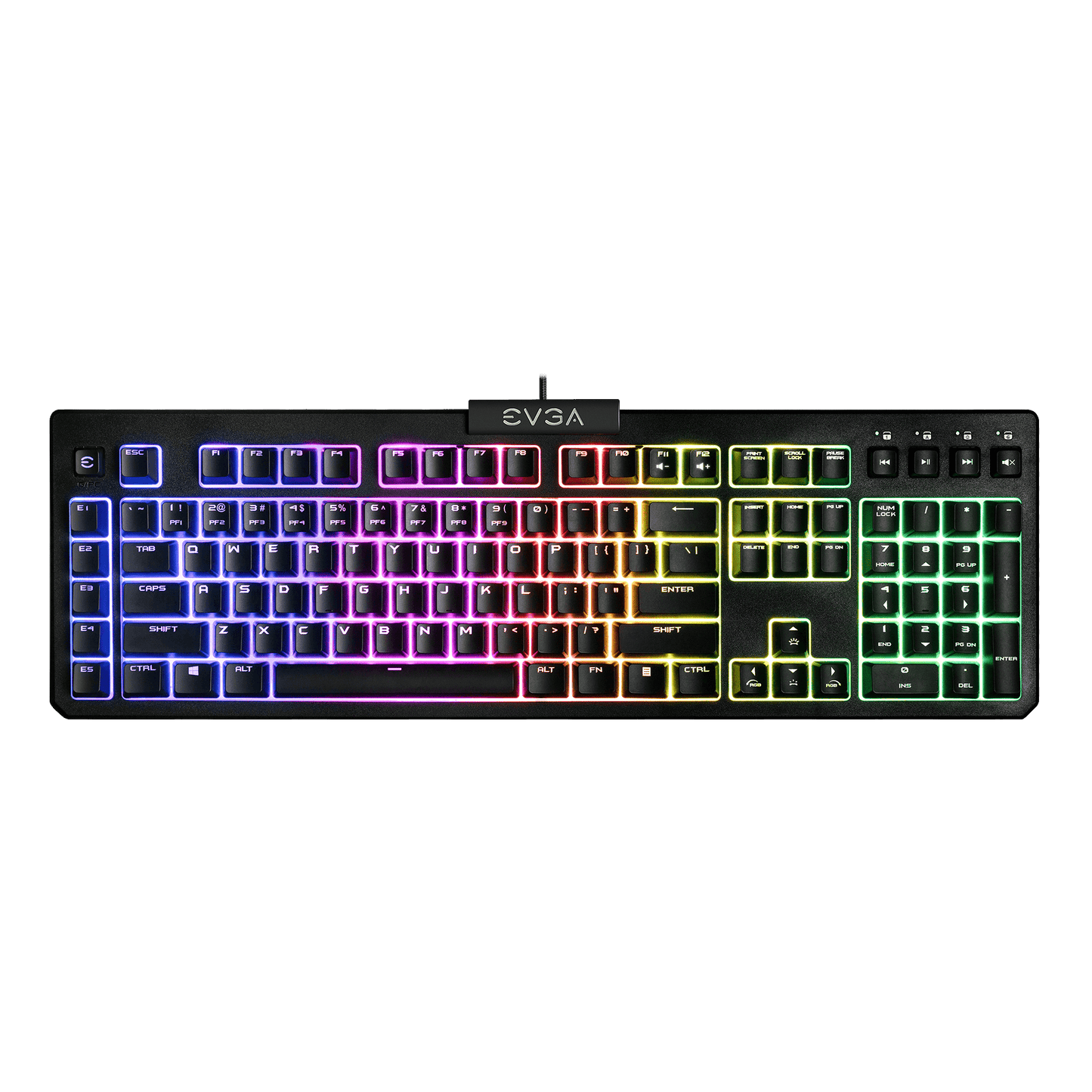 EVGA Z12 RGB Gaming Keyboard, RGB Backlit LED, 5 Programmable Macro Keys, Dedicated Media Keys, Water Resistant
