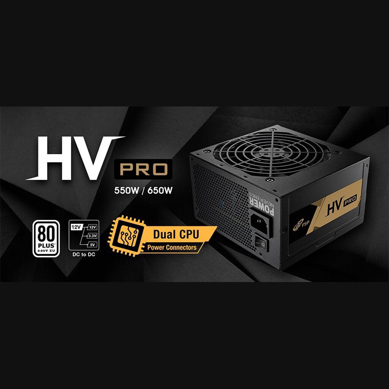 FSP HV PRO 650W 80 Plus® Bronze Power Supply - DC-DC, ATX 3.0, +12V Single-Rail Design